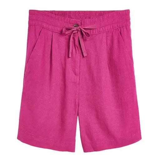 Womens Linen Blend Knee Shorts - 2575 - Memoriex 