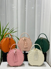 Womens  Ostrich Skin Leather Apple Phone Handle Bag-0