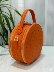 Womens  Ostrich Skin Leather Apple Phone Handle Bag-3