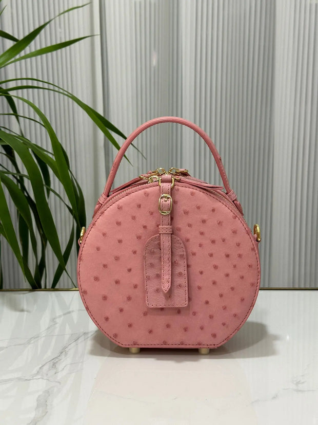 Womens  Ostrich Skin Leather Apple Phone Handle Bag-5