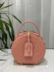 Womens  Ostrich Skin Leather Apple Phone Handle Bag-6