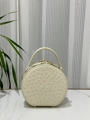 Womens  Ostrich Skin Leather Apple Phone Handle Bag-7