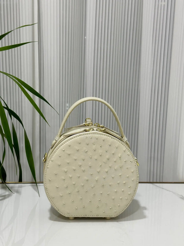 Womens  Ostrich Skin Leather Apple Phone Handle Bag-7