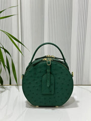 Womens  Ostrich Skin Leather Apple Phone Handle Bag-8