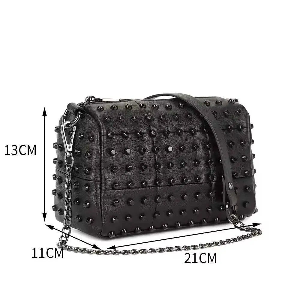 Womens Studded Satchel Shoulder Bag-3