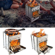 Wood Burning Camp Stove Folding Stainless Steel BBQ Outdoor Survival-2