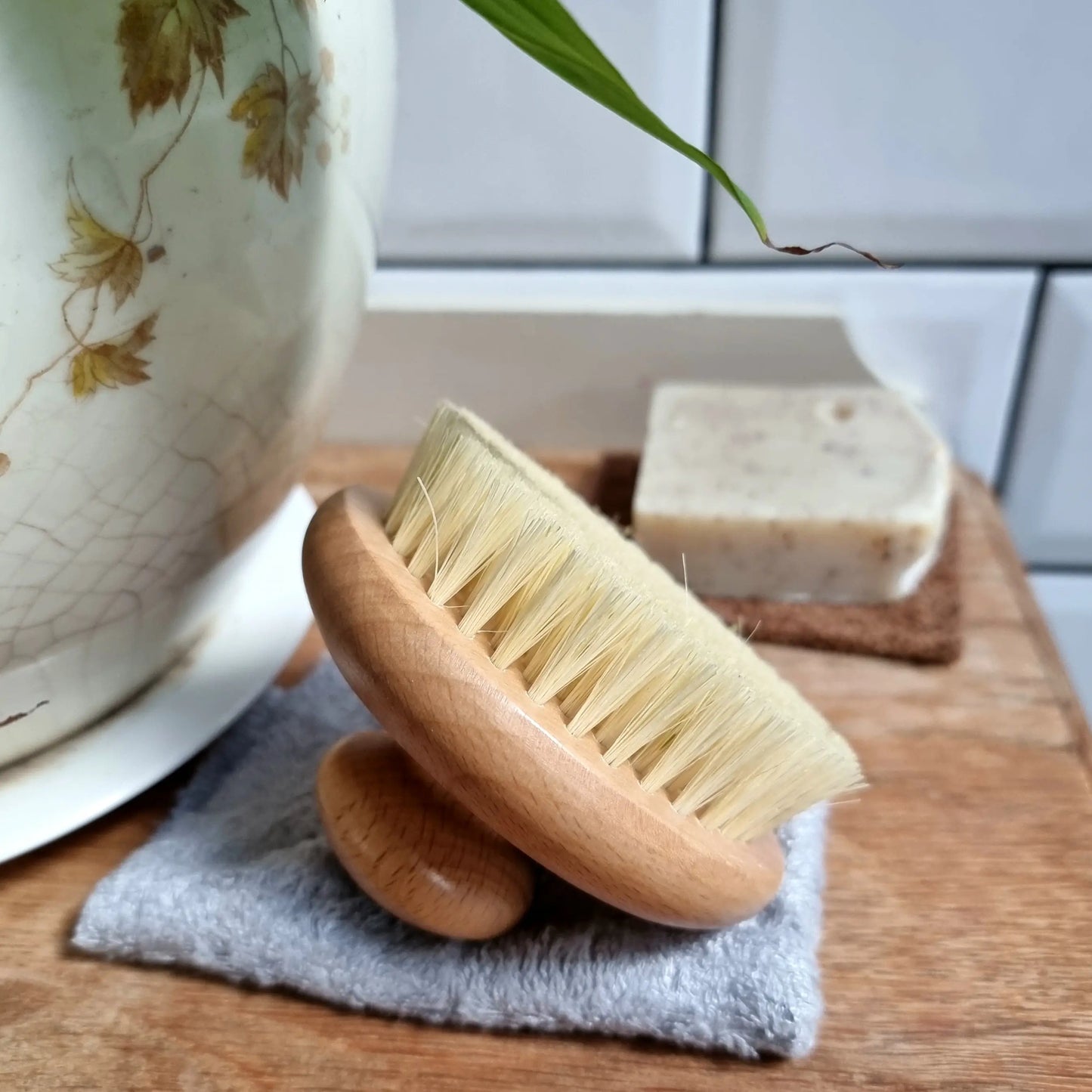 Wooden Exfoliating Dry Body Brush | Natural Beech Wood Plant Based Bristles Beauty Brush-2