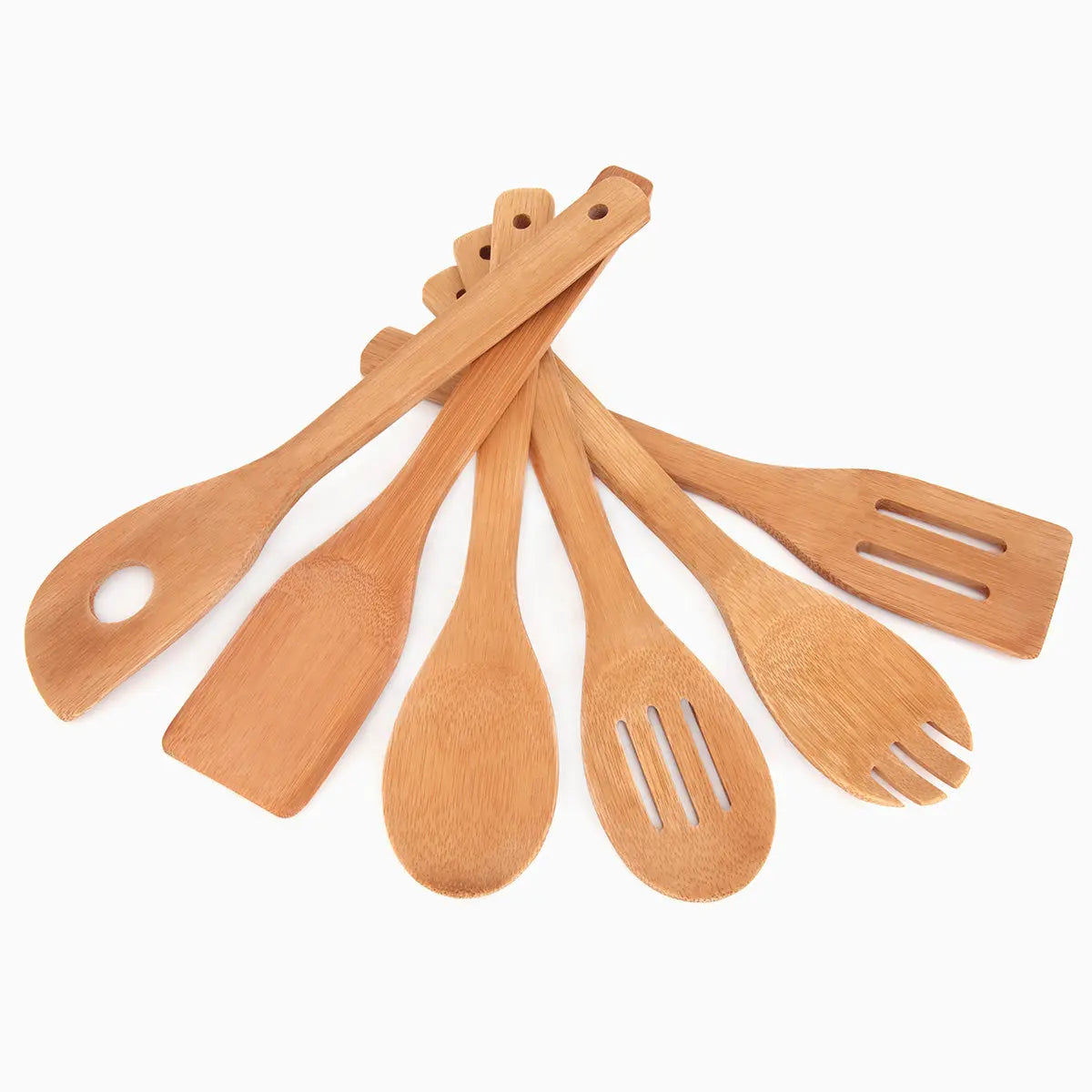 Wooden Kitchen Utensil Set of 6 | Bamboo Cooking Tools - Memoriex 