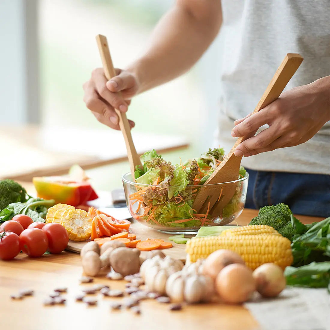 Wooden Kitchen Utensil Set of 6 | Bamboo Cooking Tools - Memoriex 