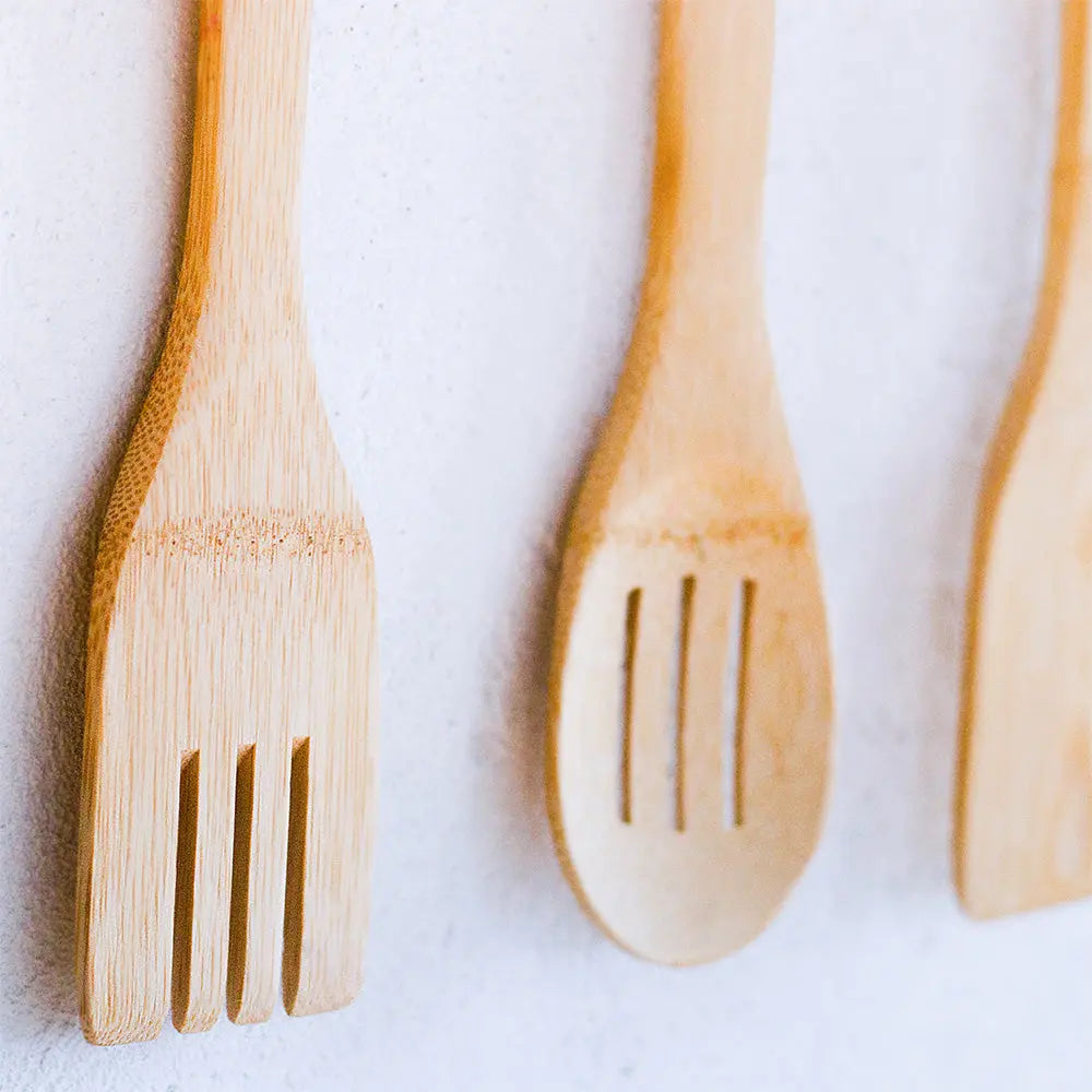 Wooden Kitchen Utensil Set of 6 | Bamboo Cooking Tools - Memoriex 