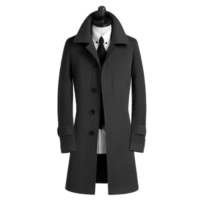 Wool Men's Mid-length Korean Version Slim-fit British Style Business Windbreaker Coat - Memoriex 