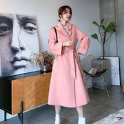 Wool coat | Water ripple double-sided cashmere coat high-end bathrobe - Memoriex 