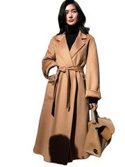 Wool coat | Water ripple double-sided cashmere coat high-end bathrobe - Memoriex 