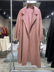 Wool coat | Water ripple double-sided cashmere coat high-end bathrobe - Memoriex 