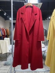 Wool coat | Water ripple double-sided cashmere coat high-end bathrobe - Memoriex 