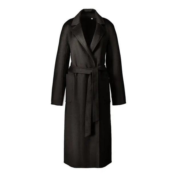 Wool coat | Water ripple double-sided cashmere coat high-end bathrobe - Memoriex 