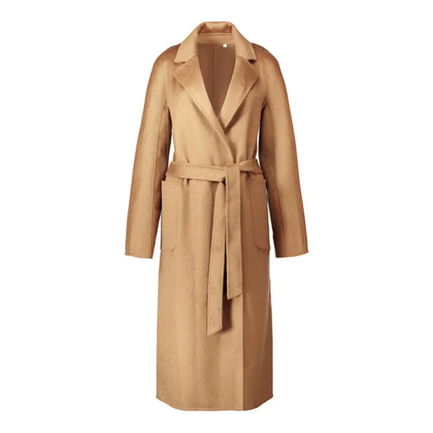 Wool coat | Water ripple double-sided cashmere coat high-end bathrobe - Memoriex 
