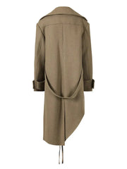 Woollen Coat | Colour-block Irregular Plaid |  Big Size  Parkas New Lapel Long Sleeve Women - Memoriex 