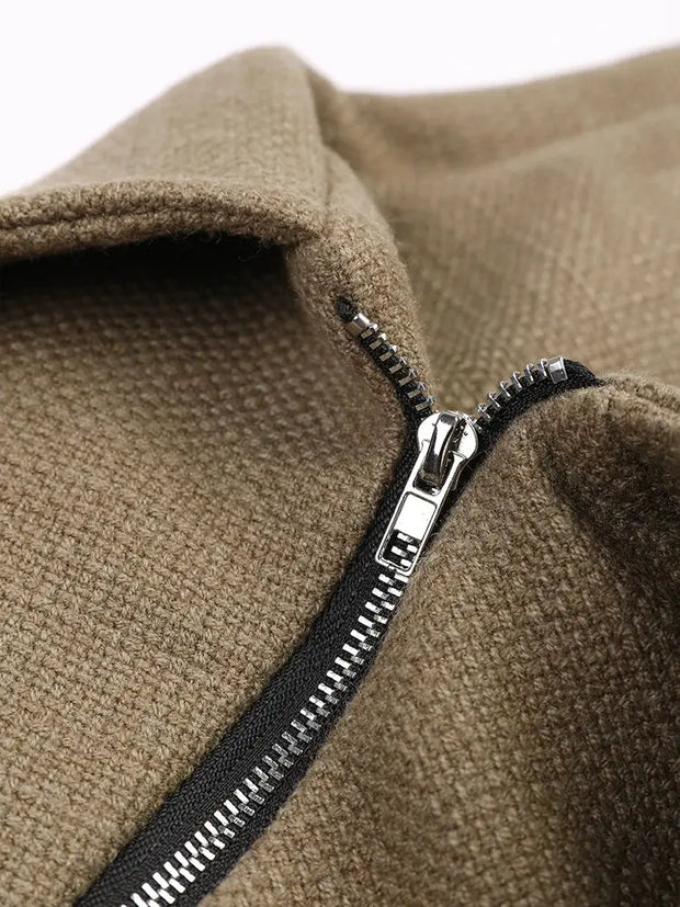 Woollen Coat | Colour-block Irregular Plaid |  Big Size  Parkas New Lapel Long Sleeve Women - Memoriex 