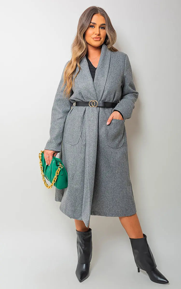 Wrap Belted Long Coat - Memoriex 