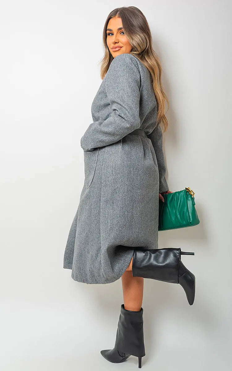 Wrap Belted Long Coat - Memoriex 