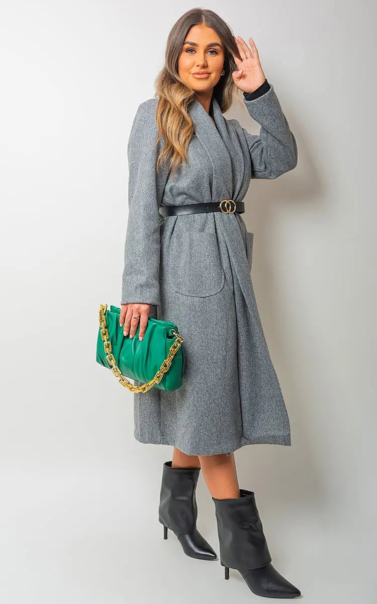 Wrap Belted Long Coat - Memoriex 