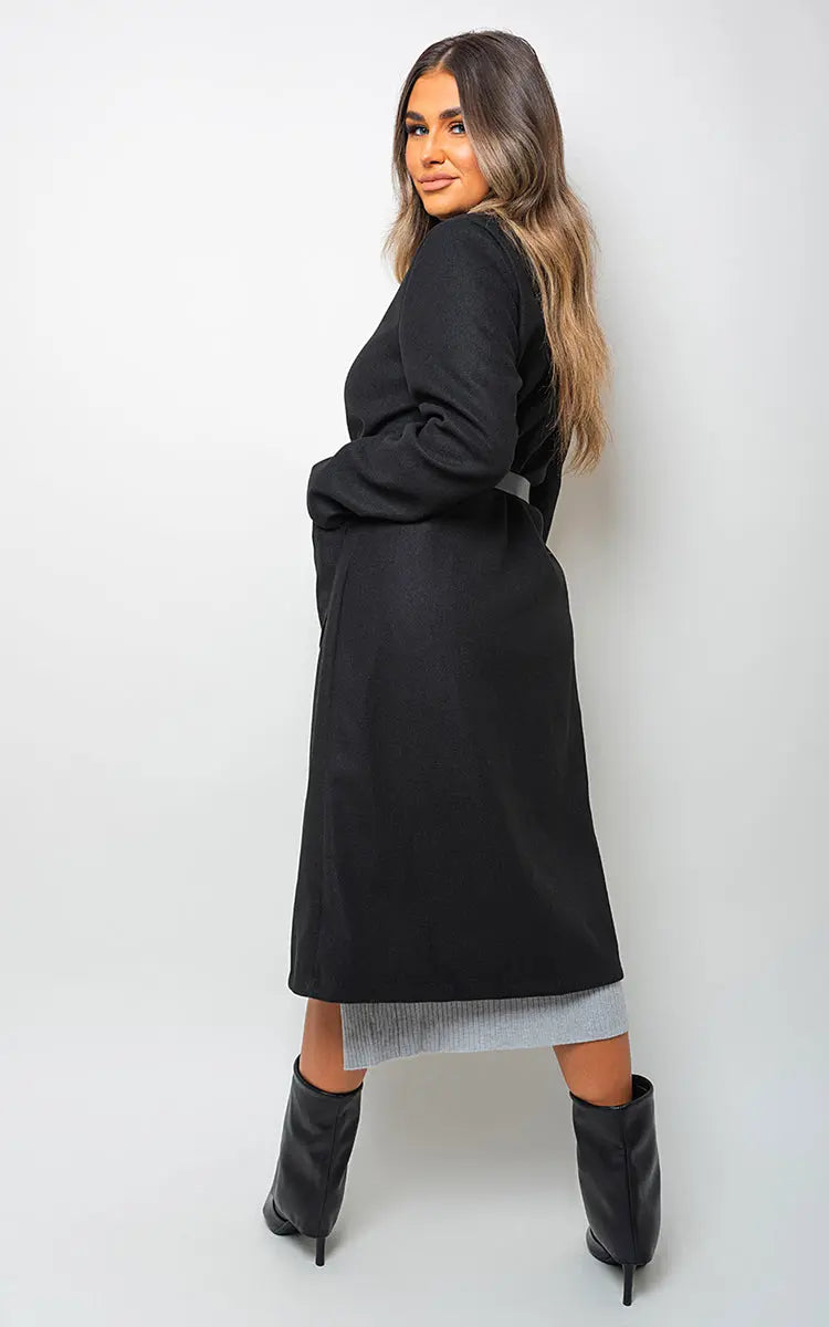 Wrap Belted Long Coat - Memoriex 