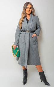 Wrap Belted Long Coat-0