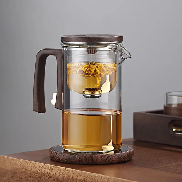 Xiaoman Waist new rodless elegant cup, one click magnetic suction filter glass tea pot, automatic tea separation tea cup - Memoriex 