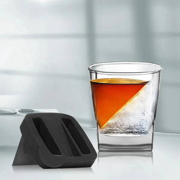 YCOO Whiskey Wedge Ice Mould, 9 OZ, Novelty Whiskey Tumbler, Whisky Glass With Silicone Ice Glass Mould - Memoriex 