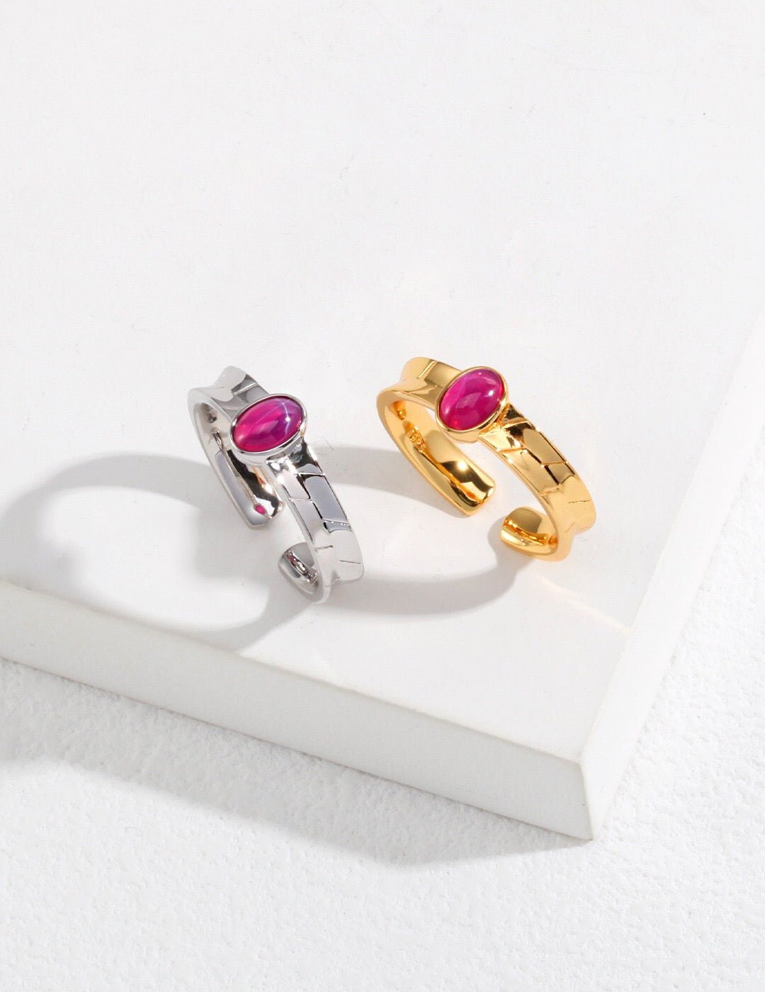 Pink Oval Shaped Zircon Ring-0