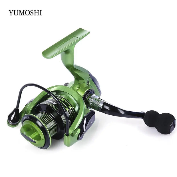 YUMOSHI 13+1BB Full Metal Spinning Fishing Reel 4.7:1/5.5:1 Gear Ratio Pesca Aluminum Spool  Tackle With Foldable Handle - Memoriex 
