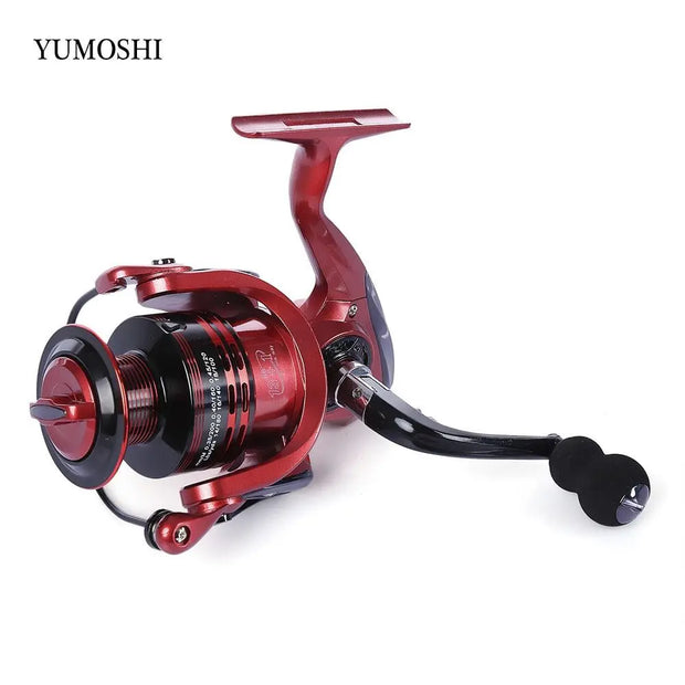 YUMOSHI 13+1BB Full Metal Spinning Fishing Reel 4.7:1/5.5:1 Gear Ratio Pesca Aluminum Spool  Tackle With Foldable Handle - Memoriex 