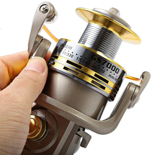 YUMOSHI 8 BB Fish ratio 5.1:1 1000-7000 Series Spinning Fishing Reel Crank Handle Carp Steering - Memoriex 