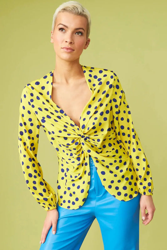 Yellow Silk Blend Polka Dot Parma Blouse-0