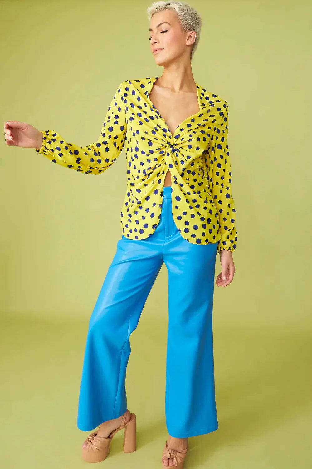 Yellow Silk Blend Polka Dot Parma Blouse-1