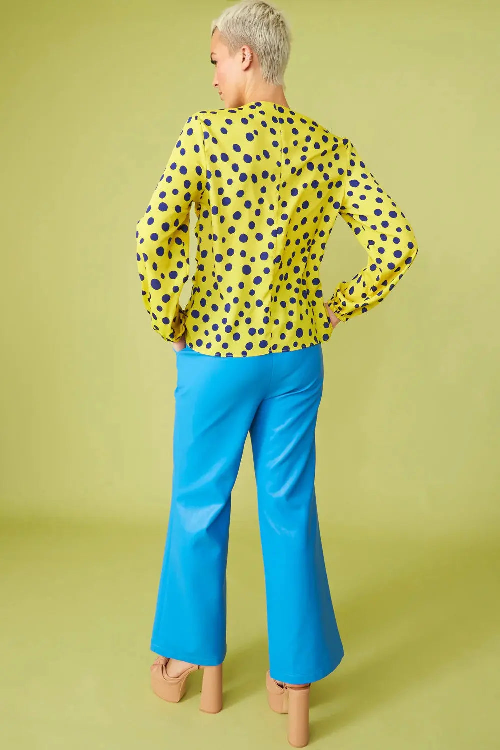 Yellow Silk Blend Polka Dot Parma Blouse-2