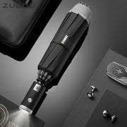 ZUODU Automatic Umbrella Men LED Windproof Reverse Folding Business Umbrella Rain Men Car Automatic Reverse Umbrellas Strong U5B - Memoriex 