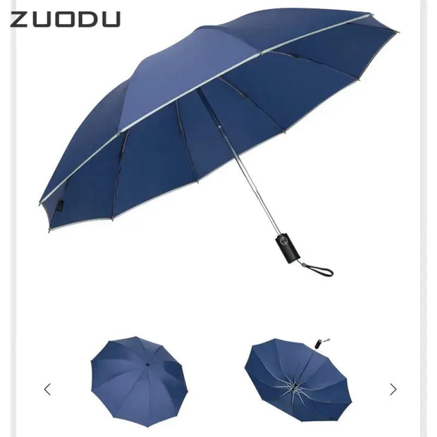 ZUODU Automatic Umbrella Men LED Windproof Reverse Folding Business Umbrella Rain Men Car Automatic Reverse Umbrellas Strong U5B - Memoriex 