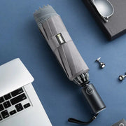 ZUODU Automatic Umbrella Men LED Windproof Reverse Folding Business Umbrella Rain Men Car Automatic Reverse Umbrellas Strong U5B - Memoriex 