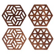 Zeta Upcycled Teak Wood Coasters - Set of 2 or 4 - Memoriex 
