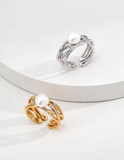 Zircon Interwoven Lines Ring-0