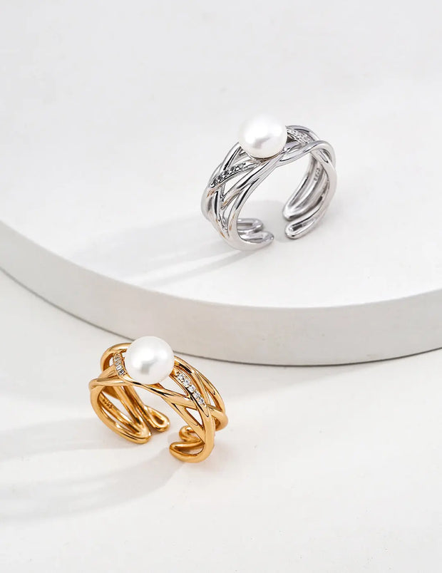 Zircon Interwoven Lines Ring-0