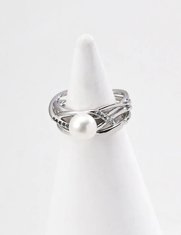 Zircon Interwoven Lines Ring-2