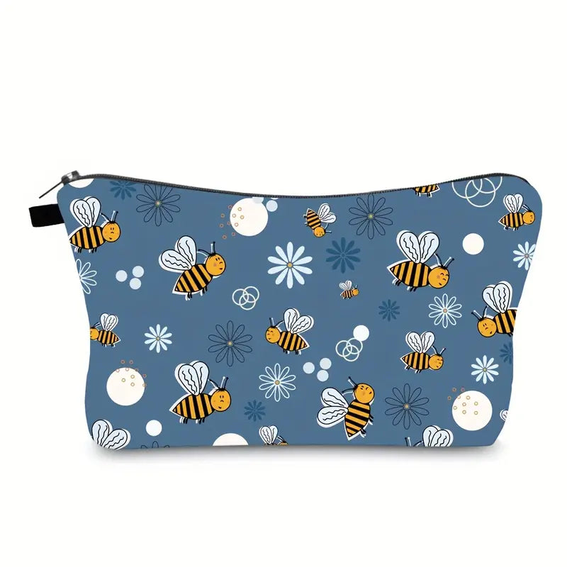 Bee Print Toiletry Bag  / Travel Makeup Pouch-3