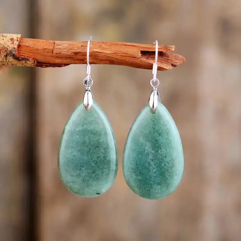 Aventurine Tiger Eye Teardrop  Earring-0