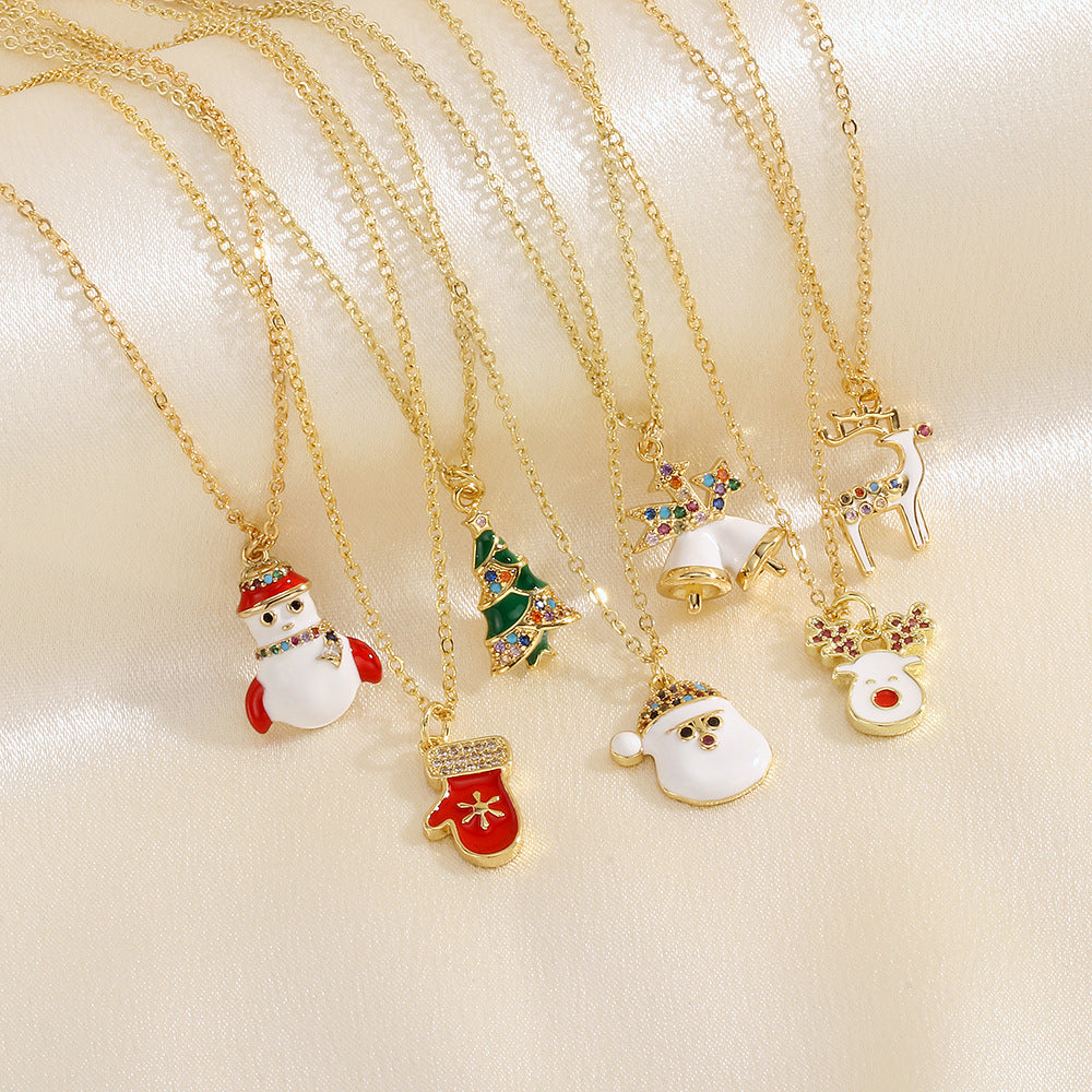 Enchanting Christmas Tree Necklace with Coloured Rhinestones - Memoriex 