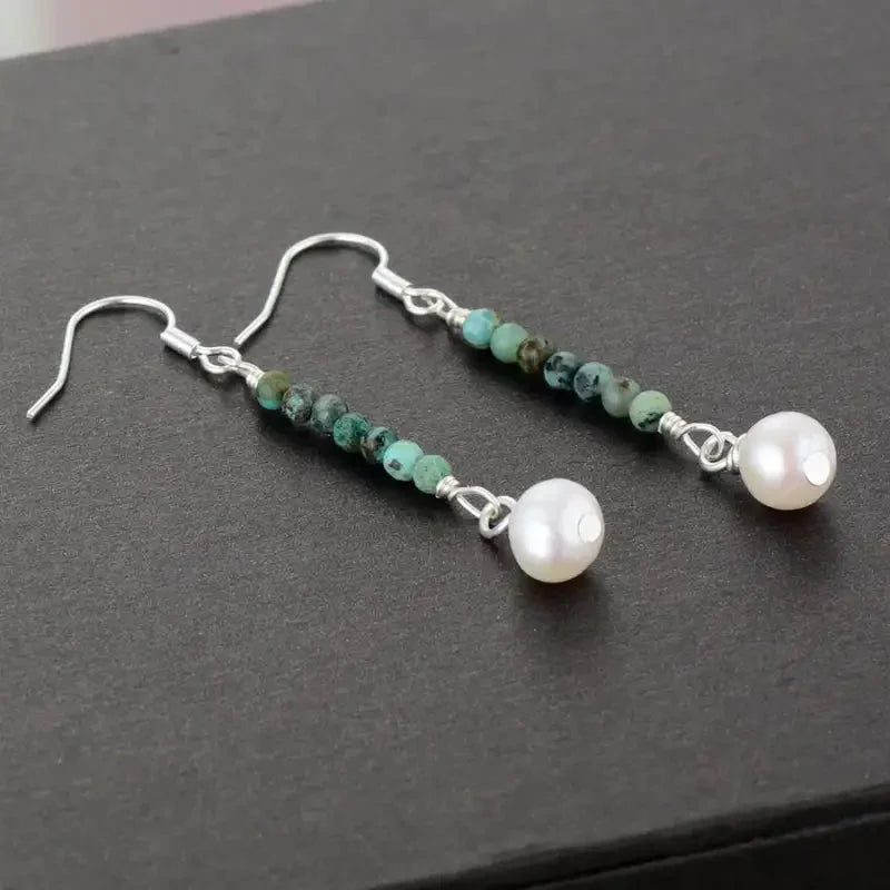 African Turquoises Pearl  Earrings-1