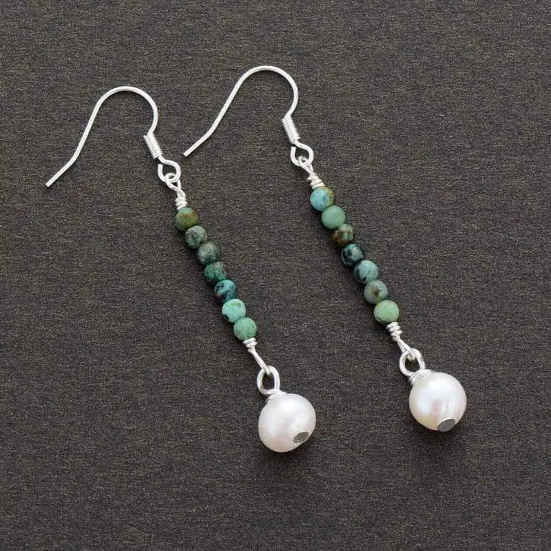 African Turquoises Pearl  Earrings-0