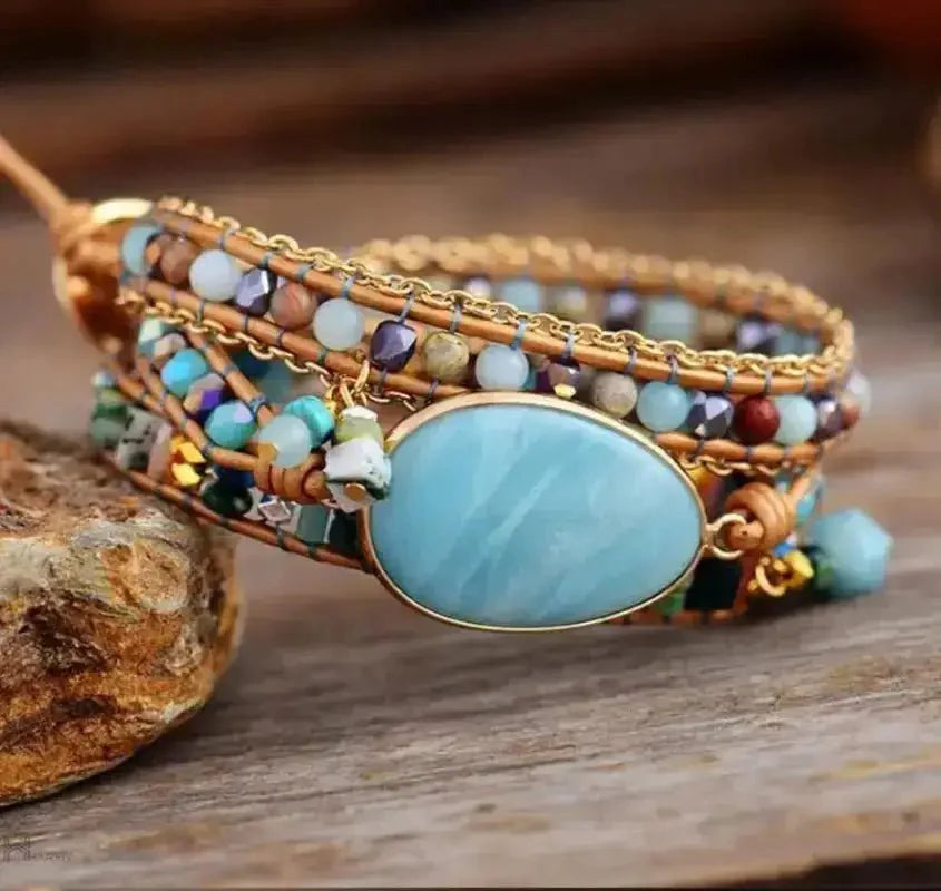 Amazonite Statement Wrap Bracelet-1